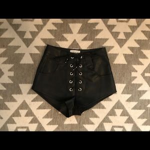 Lioness lace up leather shorts